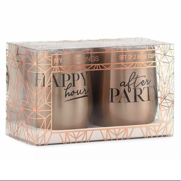 Mytagalongs Set of 2 Rose Gold Wine Tumblers - Picture 2 of 3